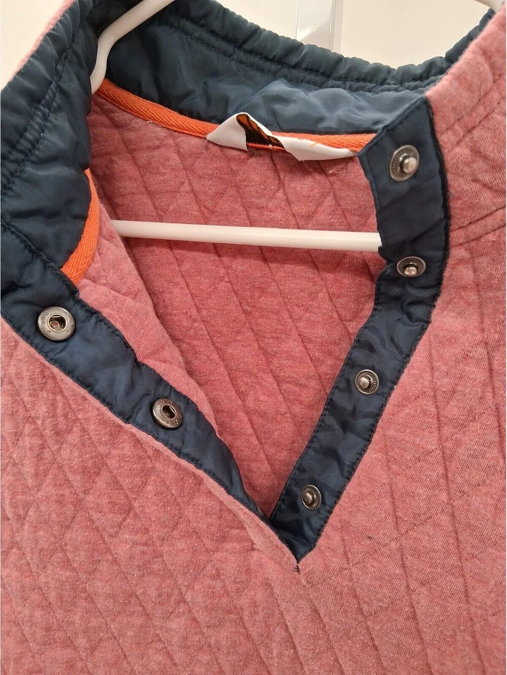 Orvis Quilted Sweater Women's Large Pink 1/4 Snap Up Outdoor Hiking Gorpcore
